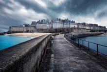 Saint-Malo, Pier And Town, Brittany, France
