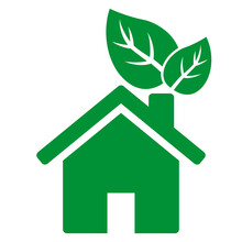 Ngi1222 NewGraphicIcon Ngi - Eco Friendly House / Abstract Logo - Real Estate - Ecology / House With Leafs Design . Nature / Green Home Icon . Simple Illustration - Isolated Background - Xxl G10478