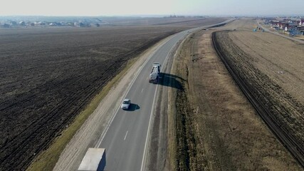 Wall Mural - Gasoline truck Oil trailer, truck on highway driving along the r