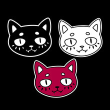 Three Different Colors Of Cat Heads