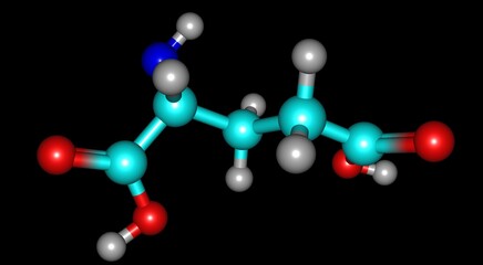 Poster - Glutamic acid molecular structure isolated on black