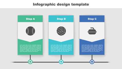 Canvas Print - Set Tennis ball, Volleyball and Stone for curling sport game. Business infographic template. Vector