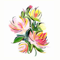 Sticker - Color creative abstract art flower, watercolor abstract flower