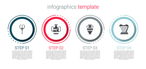 Poster - Set Neptune Trident, Broken amphorae, Ancient and Harp. Business infographic template. Vector