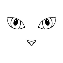Vector Illustration Of The Cat's Snout. Black White Illustration.