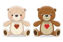 Set Of Two Cute Teddy Bears. Vector Illustration EPS 10.