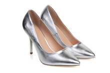 Womens Silver Classic Shoes On A White Background