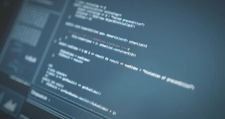 Wall Mural - hackers program code runs on digital screen. program, cyber ​​security, operating system on computer