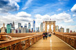Brooklyn Bridge und Blick auf Manhattan, New York City, USA 