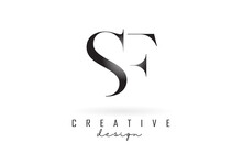 SF S F Letter Design Logo Logotype Concept With Serif Font And Elegant Style. Vector Illustration Icon With Letters S And F.