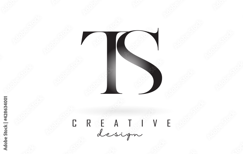 TS t s letter design logo logotype concept with serif font and elegant style vector illustration. - obrazy, fototapety, plakaty 