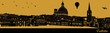 Vector city skyline silhouette - illustration, 
Town in gold background, 
Valletta Malta