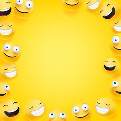 Laughing emoji. Social media message vector background. Copy space for a text