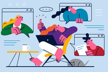 Video conference and online communication concept