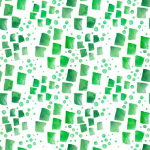 Watercolor Seamless Patern. Abstract Green Block Stroke And Dots. Textile Pattern.