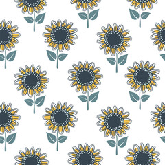 Wall Mural - Sunflower seamless pattern cute design for fabric and paper wrap.