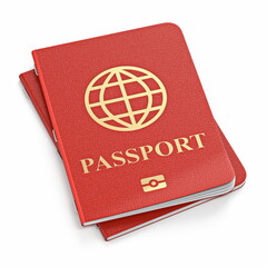 Two red passports 3D