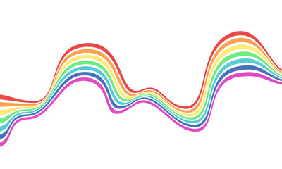 Wall Mural - Abstract element with wavy, curved rainbow lines. Vector illustration of stripes with optical illusion.