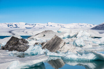 Wall Mural - Jokulsarlon Ice Lagoon in south Iceland on a sunny spring day