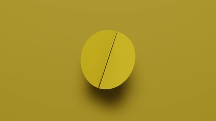 Wall Mural - 3d rendering yellow geometric shape rotates in random direction. abstract simple seamless loop anima