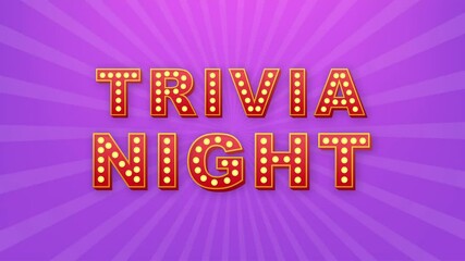 Canvas Print - Retro light text trivia night. Retro light bulb. Motion graphics.