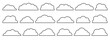 © Currant_Crescent - Line black empty flat vector cloud set. Clouds cartoon symbols on white background for web site design, logo, app. Bubble icon collection for infographic design. Label and stickers