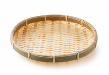 Bamboo Basket Placed On A White Background