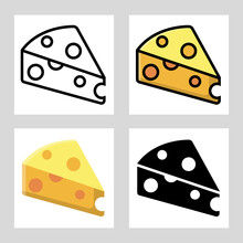 Cheeze Icon Vector Design In Filled, Thin Line, Outline And Flat Style.