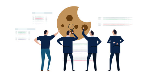Wall Mural - cookies website privacy policy data people looking together