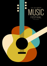 Music Poster Design Template Background Decorative With Guitar