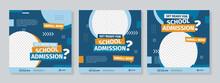 Set Of Three Blue Orange School Admission Or Education Social Media Pack Template Premium Vector