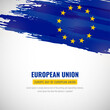 Happy europe day of European Union with brush style watercolor country flag background