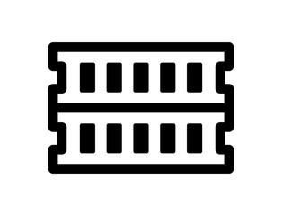 RAM, random access memory icon in black illustration. 