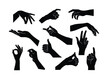 © freeject.net - vector collection set of hand gestures. black hand gesture like a silhouette or shadow of hands. human body movement illustrations in black.