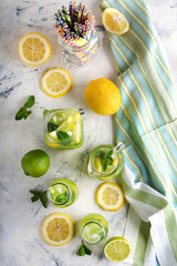 Wall Mural - Mint lemonade with lemon and lime