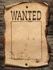 Sticker - Wild west wanted poster on wood wall