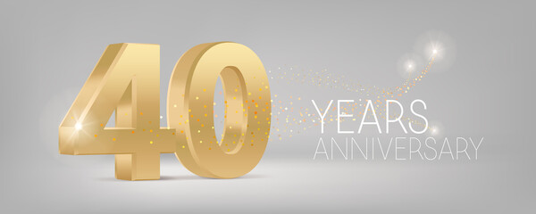 40 years anniversary vector icon, logo. Isolated graphic design with 3D number for 40th anniversary