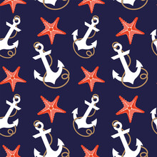 Seamless Pattern In The Marine Theme. Summer Or Marine Design Element. Background Image For Text, Print For Textiles. EPS10