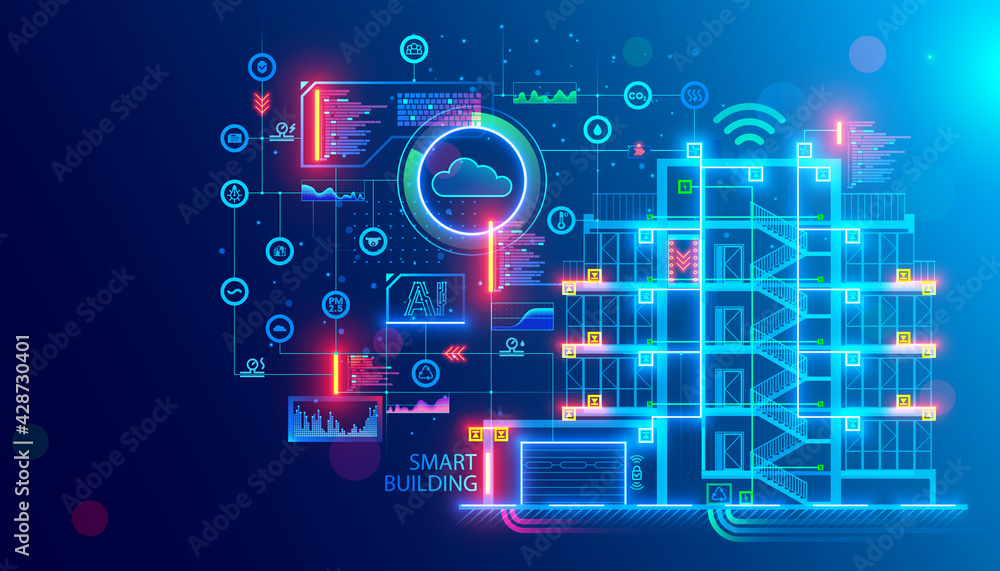 Building design concept. Engineering of autonomous system of smart ...