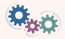 Dynamic Gears With Arrows. Abstract Logo Or Icon.