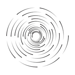 Circle with arrows in spiral. Ripple effect waves.