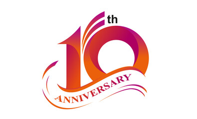 Wall Mural - 10th anniversary logo vector design with gradient color