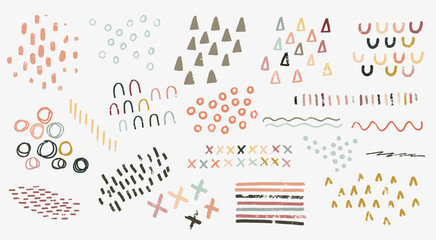 Set of vector hand drawn abstract irregular organic textures.