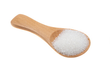 wooden spoon with sugar isolated