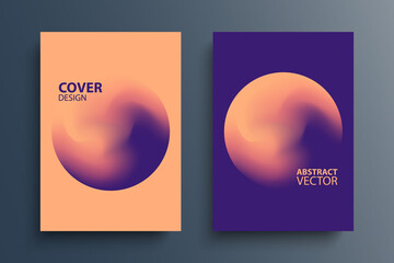 Wall Mural - Brochure cover templates with gradient orbs round shapes. Futuristic abstract backgrounds with color gradient for your graphic design. Vector illustration.