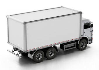 Truck with white blank trailer. 3D illustration