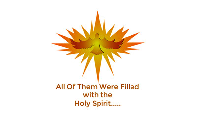 Canvas Print - All of them were filled with the Holy Spirit, Pentecost Sunday Quote for print or use as poster, card, flyer or T Shirt