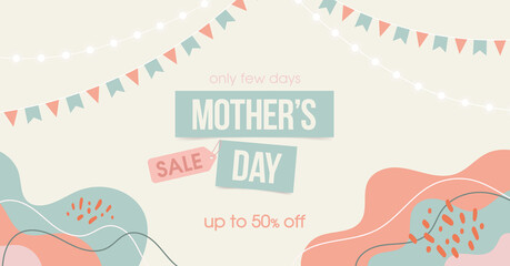 mother's day web sale banner. spring pastel colored banner congratulation to mother's day. vector il
