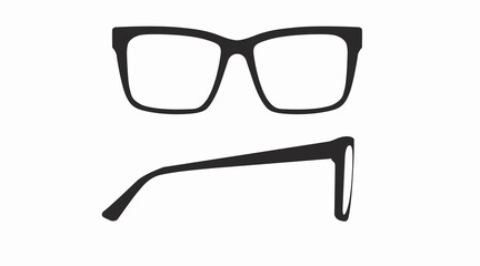 Sticker - Vector isolated Illustration of a Glasses Frame. Black glasses Frame Front and Side View