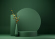 Abstract geometric shape green color minimalistic scene with podium